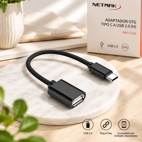 Producto - ADAPTADOR TIPO C 3.1 OTG A USB 2.0 HEMBRA NETMAK NM-C104
