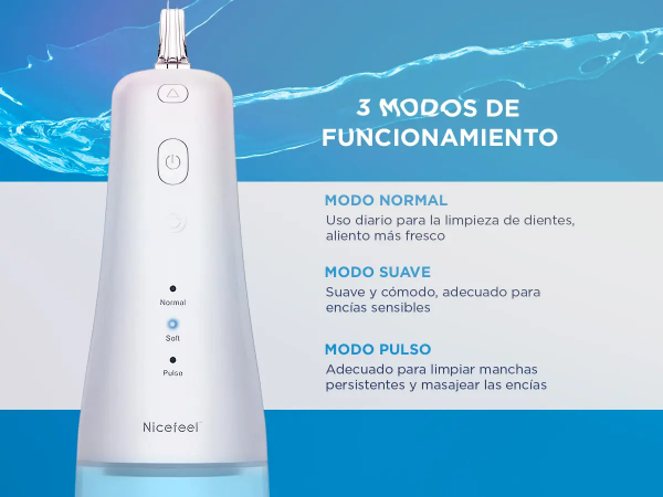 Producto - Irrigador dental de agua inalámbrico -tanque 300ml -4 modos de funcionamiento - 2