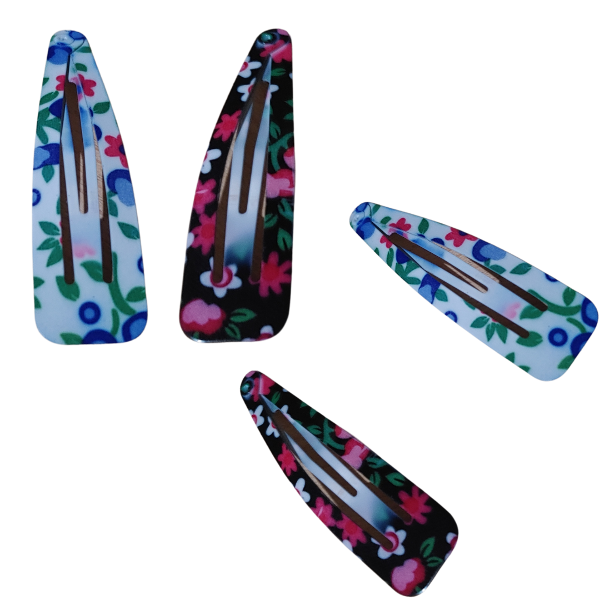 Producto - Hebillas De Pelo Tic Tac Grandes Floreadas Fondo Negro Pack X 4 uni - 5