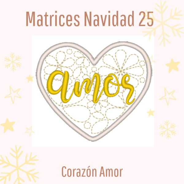 Producto - Matriz de Bordado - "Corazón Amor" - Adorno Navidad 2025 - Estilo ITH
