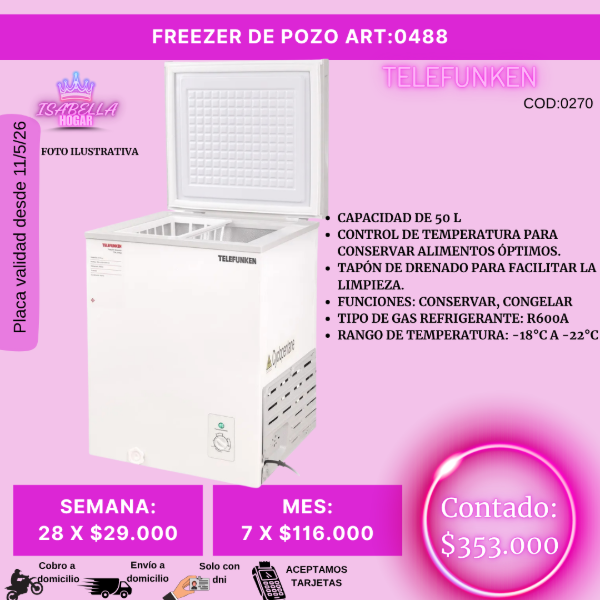 Producto - FREEZER DE POZO 50 LITROS TELEFUNKEN