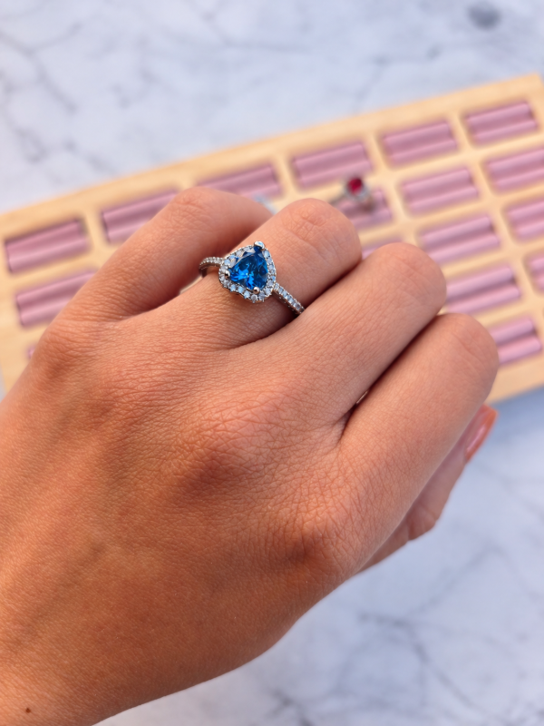 Producto - Anillo de la promesa corazón azul plateado - 0