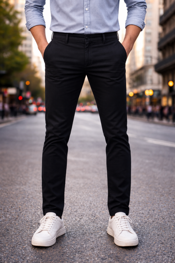 Producto - Pantalón Hombre de Gabardina Elastizado Chino - Negro