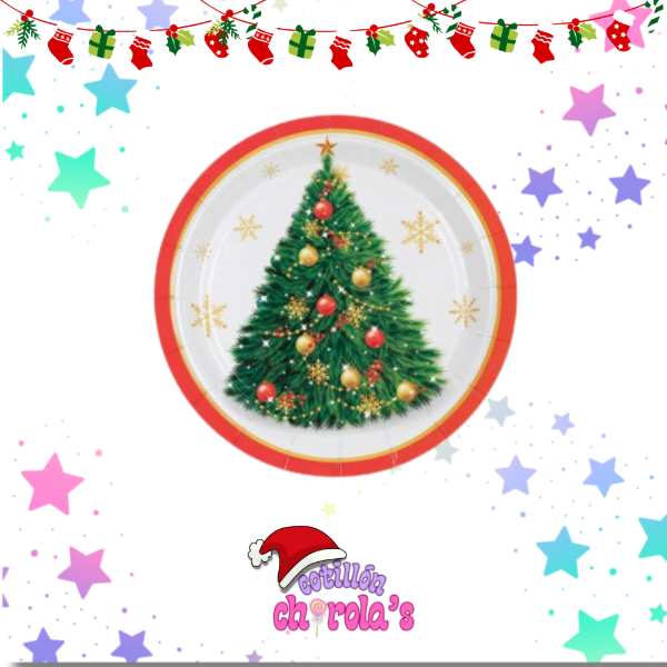 Producto - PLATO ARBOL DE NAVIDAD -  17CM - 6 UNIDADES