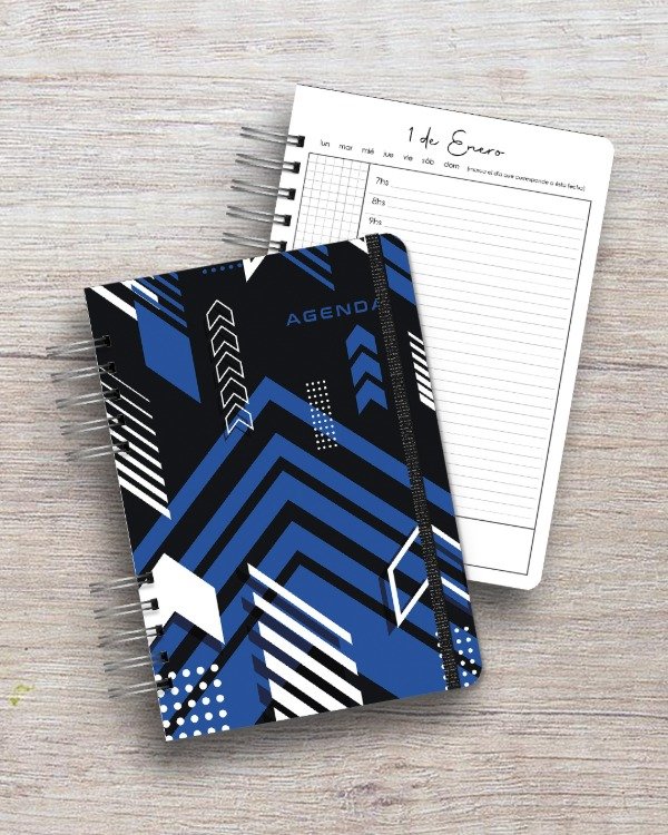 Producto - Agenda Perpetua A5 - 1 día por página - dis. flechas azul