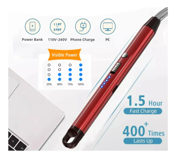 Producto - CHISPERO / ENCENDEDOR ELECTRICO USB, PLASMA, RECARGABLE / COCINA