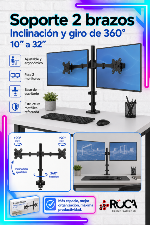 Producto - Soporte articulado de 2 brazos para monitor