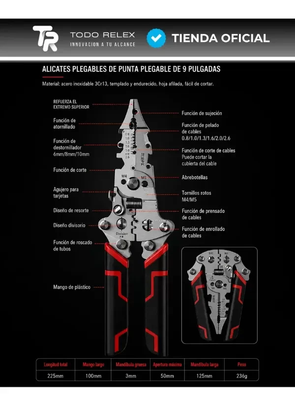 Producto - Alicate Pelacable Multifunción Plegable