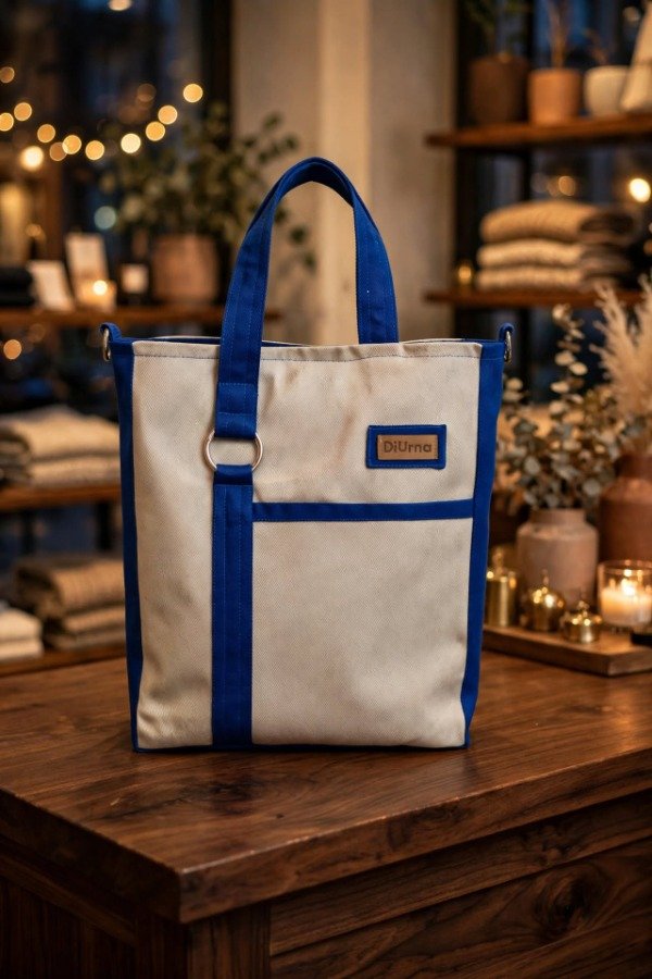 Producto - Bolso "Petit" beige y azul - 1