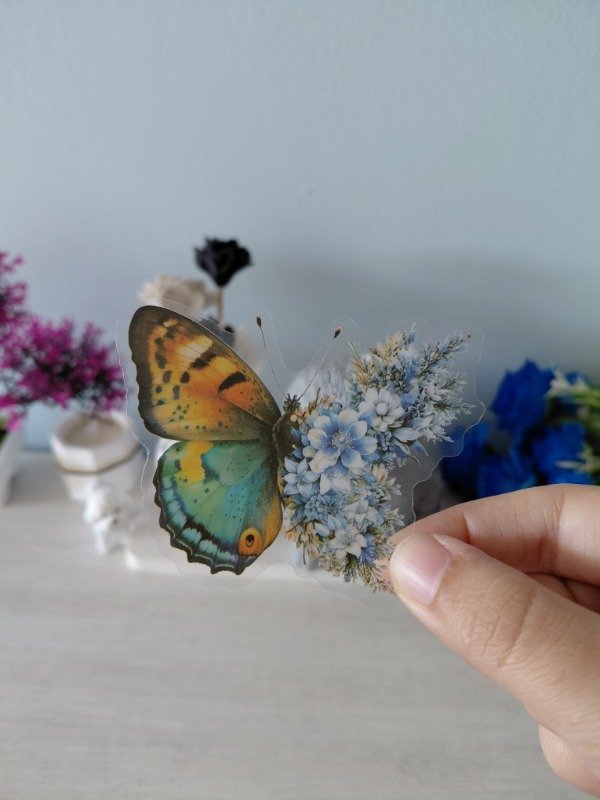 Producto - Stickers para journaling y scrapbooking en PET "Mariposas y flores" 0390
