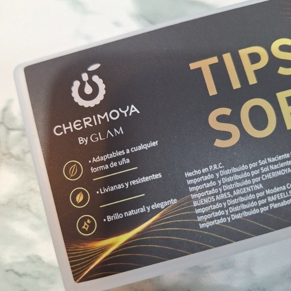 Producto - Tips para Soft Gel y Press on Almendra Cortos en blister Cherimoya prelimados - 4