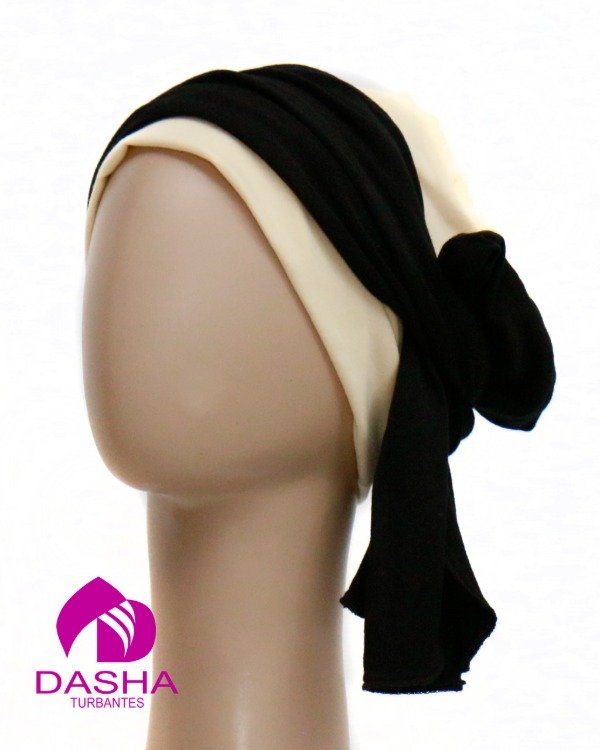 Producto - Turbante Oahu Combinado Natural y Negro