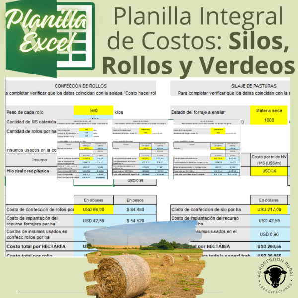 Producto - Planilla de Cálculo de Costos : Verdeos, Pasturas, Silaje y Rollos