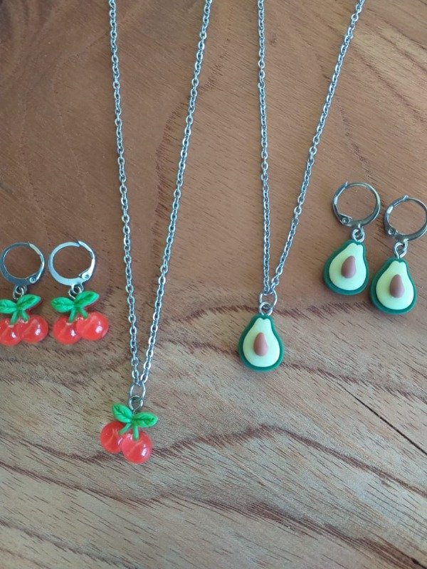 Producto - AQCLL0046 Conjunto collar + Aro brisura Frutas/Verdura