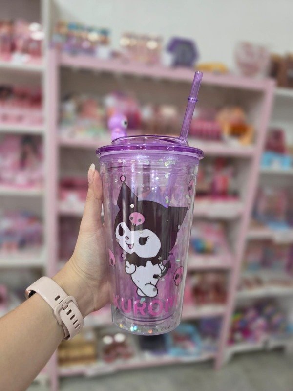 Producto - Vaso con tapa Kuromi Lila