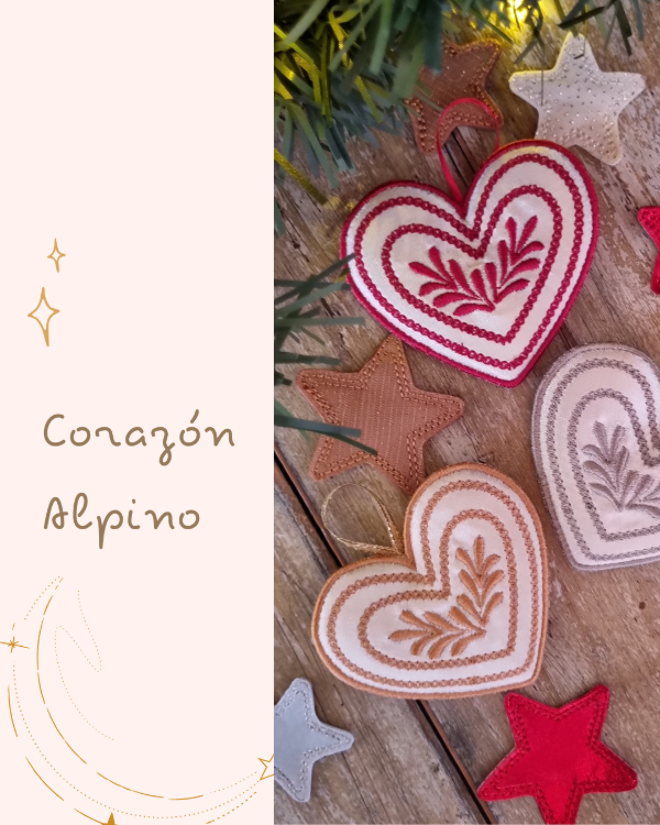 Producto - Navidad 2025 - Deco Navideña en tela - "Corazón Alpino"
