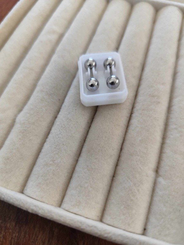 Producto - Aros abridor doble bolita. Tamaño L. Acero quirúrgico