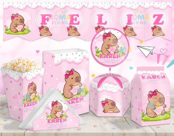 Producto - Kit imprimible Capibara rosa