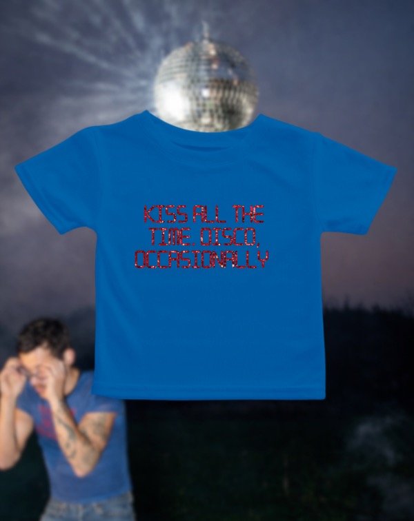 Producto - kiss all the time- GLITTER baby tee azul
