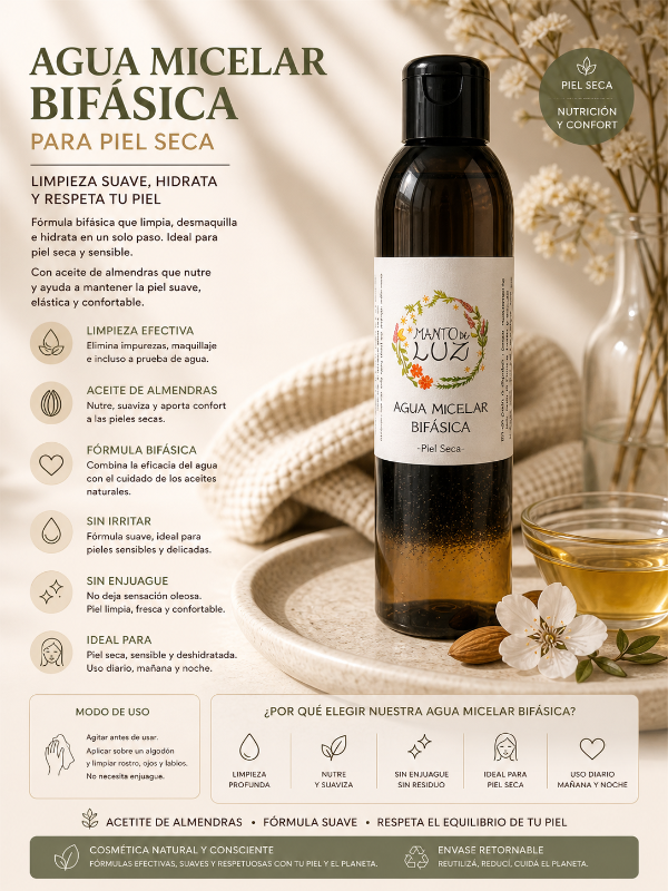 Producto - Agua micelar bifásica -piel seca -