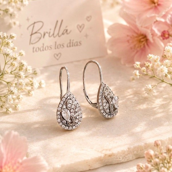 Producto - Aros Brisura gota cubic Plata 925