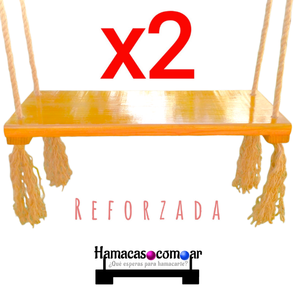 Producto - Hamaca de madera con 4 sogas largas de yute y flecos Combo X2 ENVÍO GRATIS