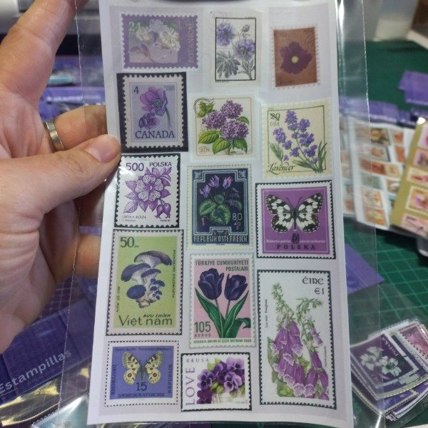 Producto - Plancha grande stickers troquelados. Natura Violeta