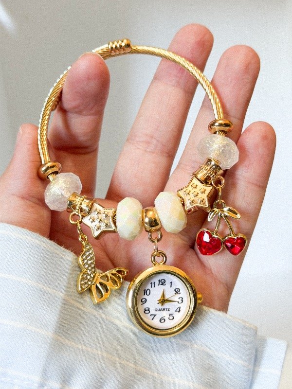 Producto - Pulsera Charms pando con reloj4-acero dorado