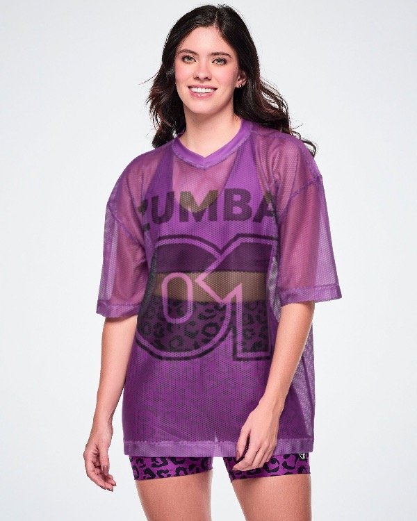 Producto - Ultrabright Oversized Mesh V-Neck Top - Purple Power - 0
