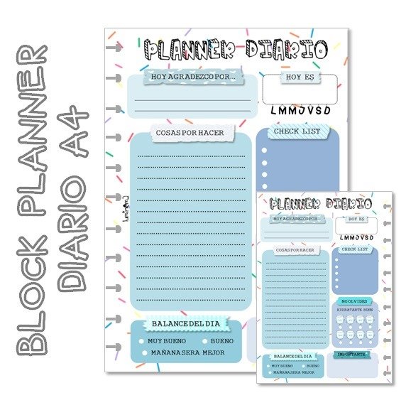 Producto - Planner Diario A4 - Celeste