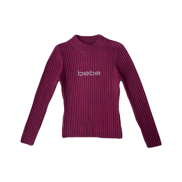 Producto - 00'S BEBE SWAROVSKI burgundy turtleneck