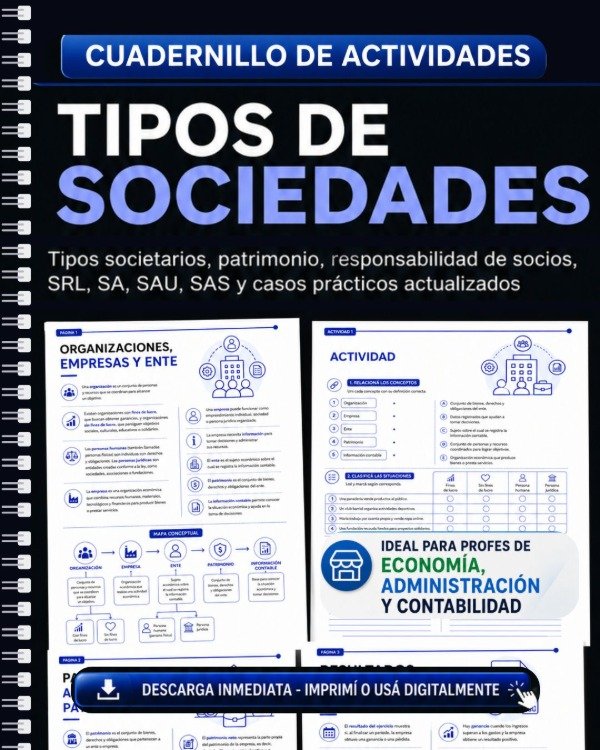 Producto - CUADERNILLO DE ACTIVIDADES - TIPOS DE SOCIEDADES