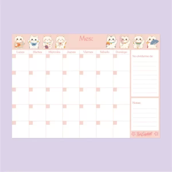 Producto - Planner mensual a3 imantado - gatitos!