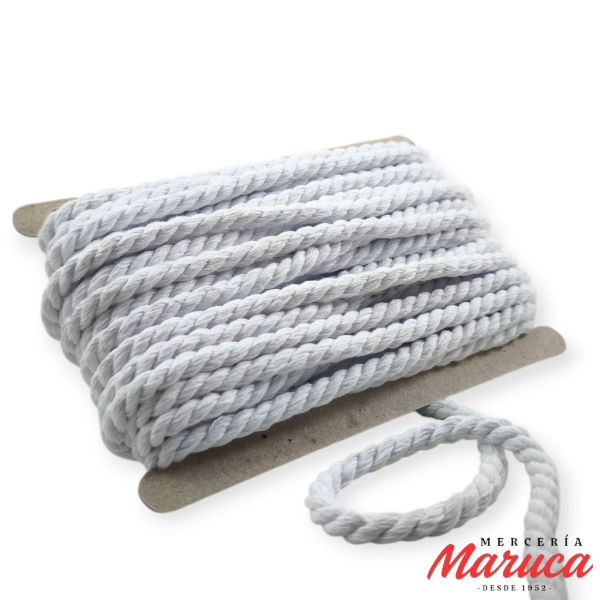 Producto - Cordón retorcido de 2 cabos 7mm Blanco.