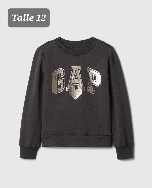Buzo con friza gap talle 12 negro logo plateado