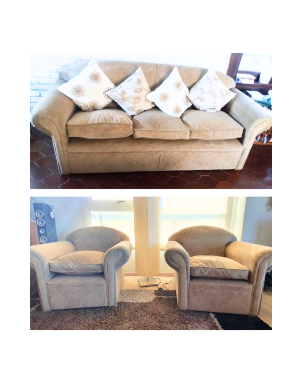 Producto - Sillón de tres cuerpos y 2 sillones de 1 cuerpo símil pana