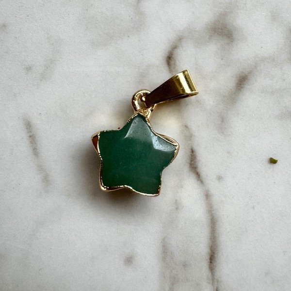 Producto - ESTRELLA PIEDRA CUARZO VERDE baño oro 18k