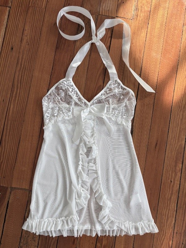 Producto - Baby Doll Blanco Halter Talle M N18