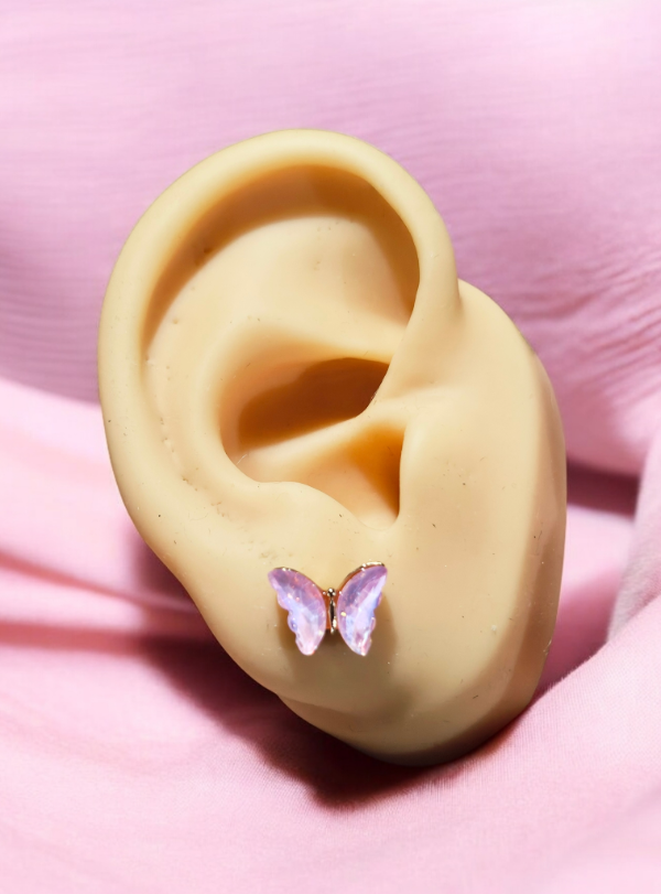 Producto - Aros pasante mariposa chica rosa