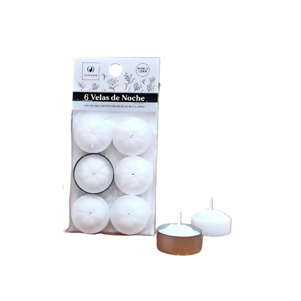 Producto - VELA DE NOCHE BLANCA ILUMINARTE X 6