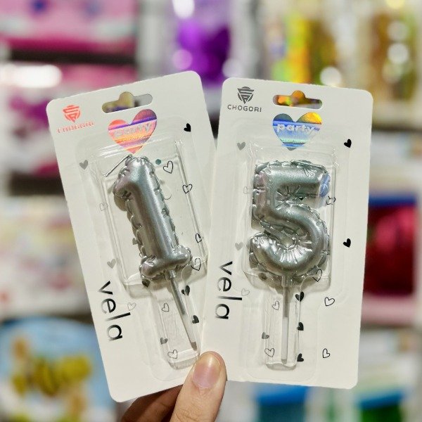 Producto - VELAS GLOBO NUMERO PLATEADA 10cm