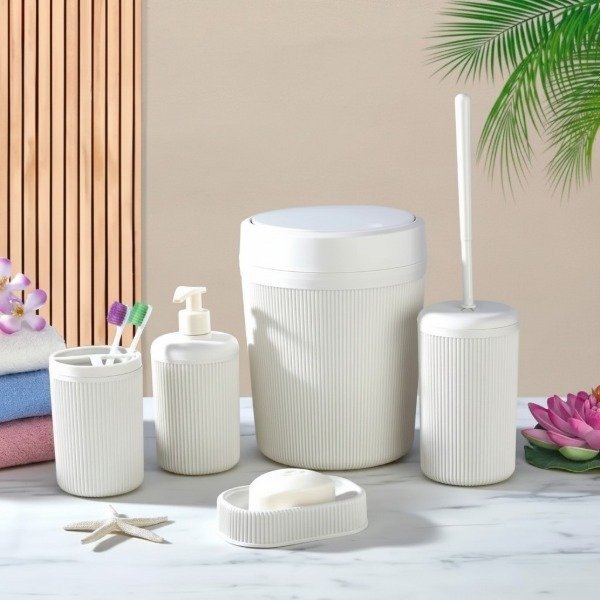 Producto - GANGA - SET DE BAÑO DE 5 PIEZAS TAPA CESTO DEFECTUOSA