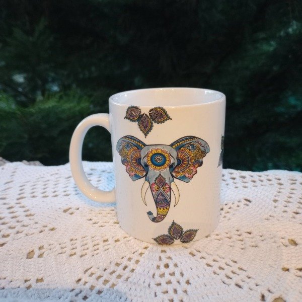Producto - TAZA RECTA PORCELANA ELEFANTE GANESHA