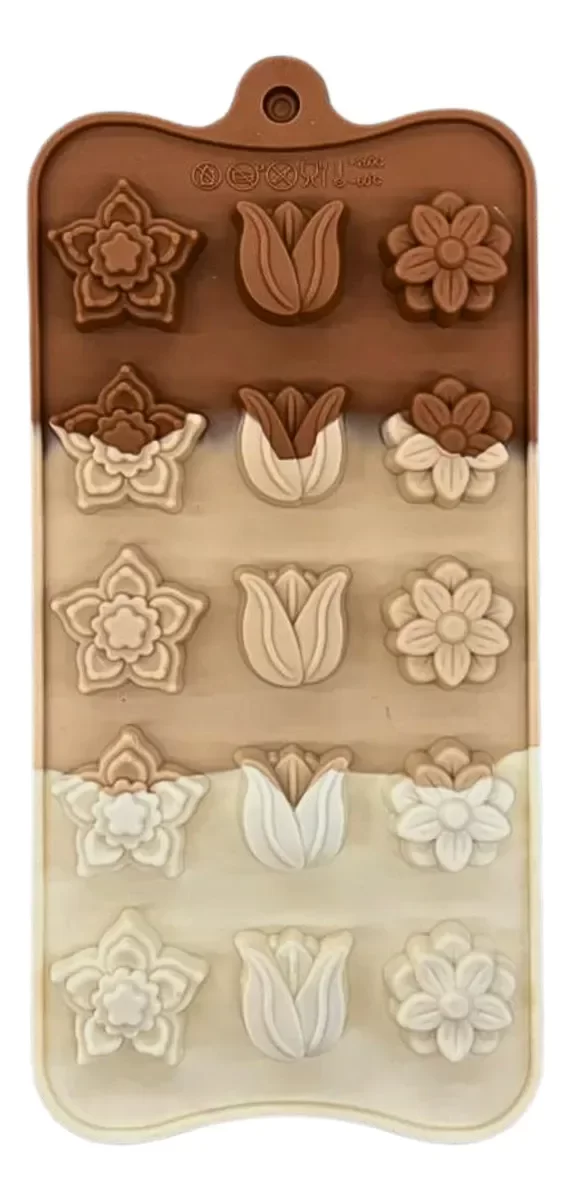 Producto - Molde Silicona Bombones Flores Surtidas MColor x15 Ideal P/ Velas Jabones
