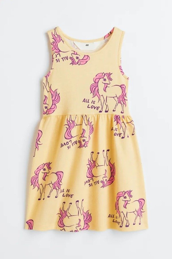 Producto - Vestido HM Amarillo Unicornios Rosa