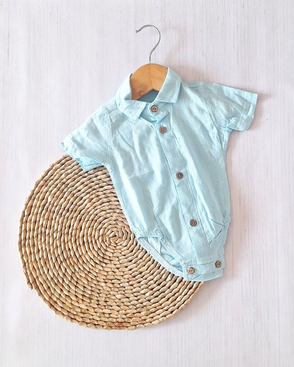 Producto - Body Camisa Lino Celeste