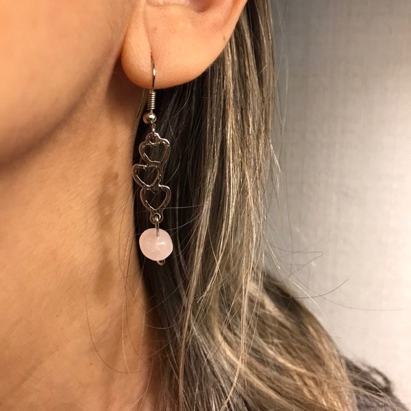 Producto - Aritos corazones Cuarzo rosa