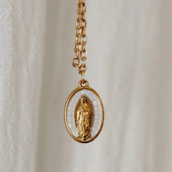Producto - Collar y Virgen de Guadalupe blanca