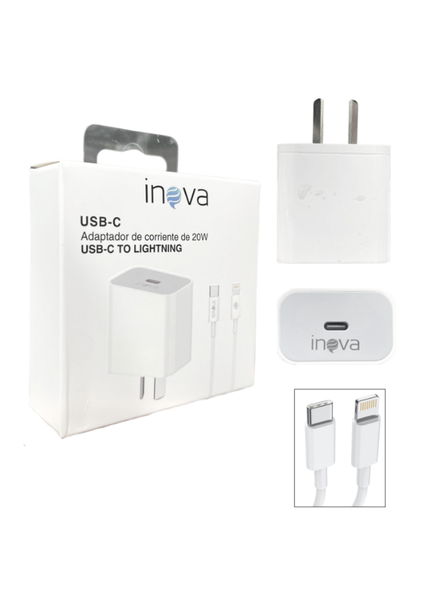 Producto - CARGADOR INOVA TIPO C A LIGHTNING  20W 032