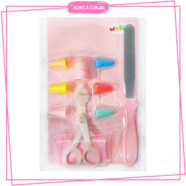 Producto - Set reposteria 10 piezas espátula, 6 picos y cupla, tijera flores